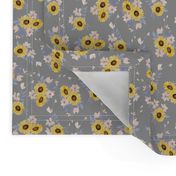 Ditsy Sunflowers Gray