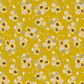 Ditsy Sunflowers Mustard