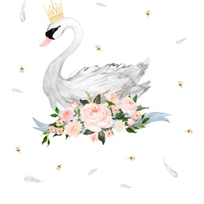2 Yard Floral Swan with Free Falling Flowers