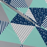 triangle quilt baby fabric cute baby cheater quilt crib sheet baby blanket baby nursery mint navy blue and grey
