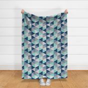 triangle quilt baby fabric cute baby cheater quilt crib sheet baby blanket baby nursery mint navy blue and grey