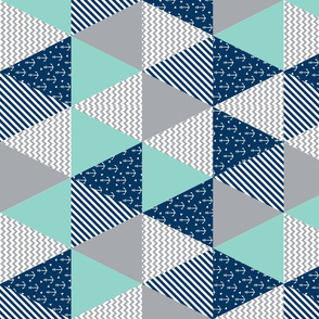 triangle quilt baby fabric cute baby cheater quilt crib sheet baby blanket baby nursery mint navy blue and grey