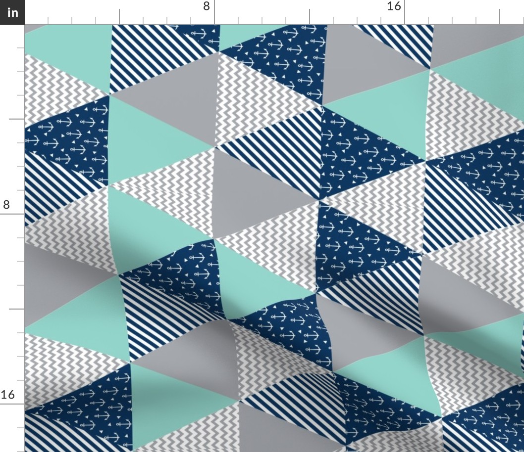 triangle quilt baby fabric cute baby cheater quilt crib sheet baby blanket baby nursery mint navy blue and grey