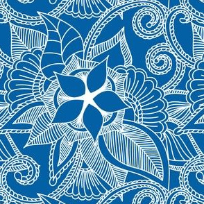 Indian Mandala Henna Design Blue and White