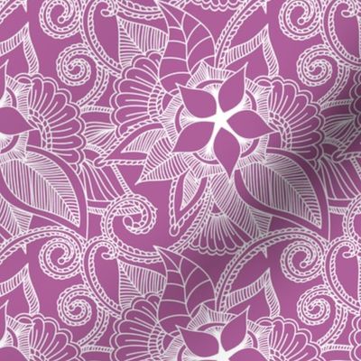 Yoga indian henna design purple pink