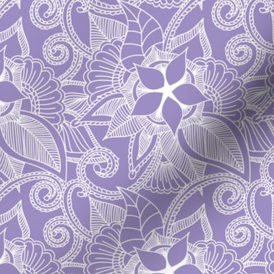 Indian Mandala Henna Design Light Purple and White