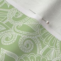 Indian Mandala Henna Design Sage Green and White
