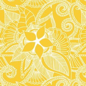 Indian Mandala Henna Design Yellow and White