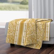 IKAT CACHEMIRE gold  paisley  stripe n