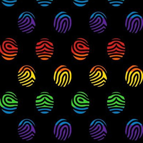 Rainbow fingerprints on black