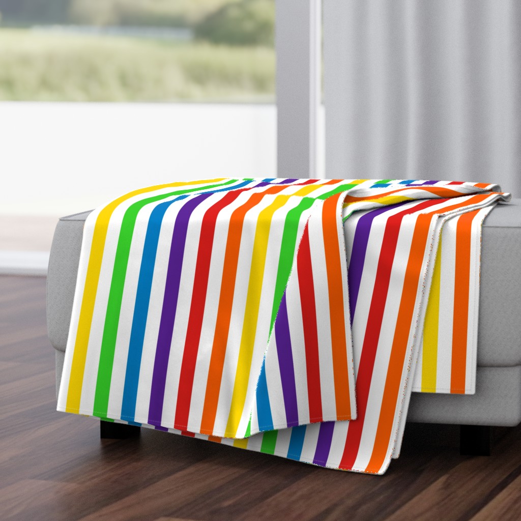 Vertical Rainbow and White Stripes