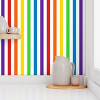 Vertical Rainbow and White Stripes