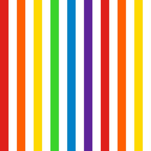 Vertical Rainbow and White Stripes