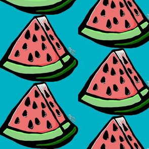 Watermelon on Blue Background