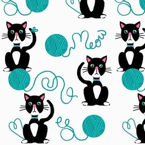 Black  Cats / with yarn - Meow    