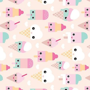 Colorful sweet summer ice cream popsicle sugar pastel kawaii illustration rotated