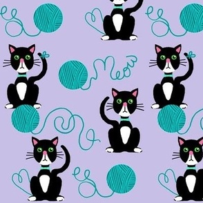 Black Cats Purple-Yarn Balls /  Purple-Teal   