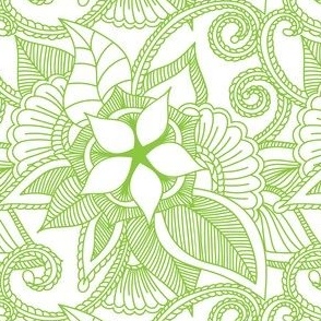 Indian Mandala Henna Design Bright Green and White