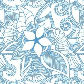 Indian Mandala Henna Design Blue and White 1