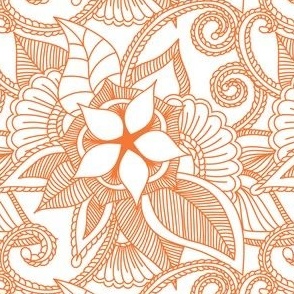 Indian Mandala Henna Design Orange and White