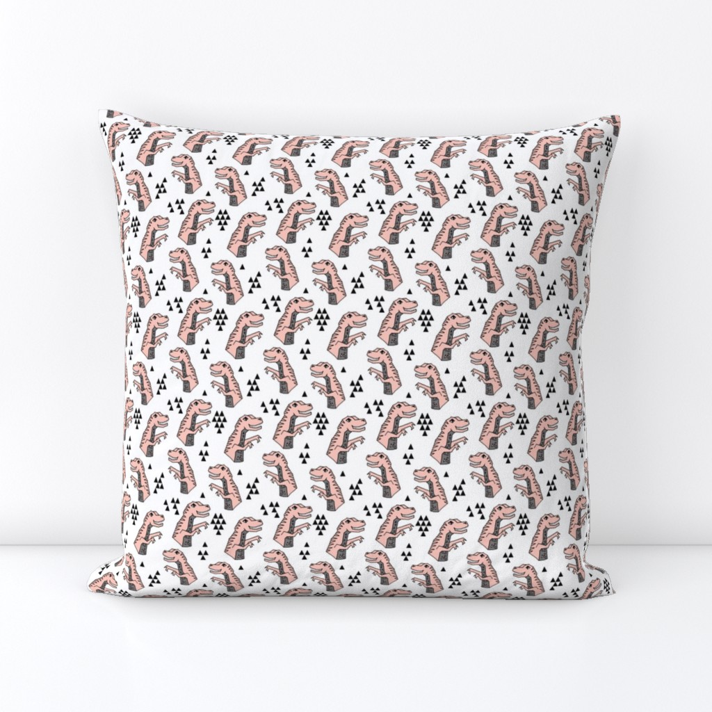 dinosaurs // pink dino fabric girls dinosuars design cute pastels pink dinosaur pink and grey