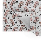 dinosaurs // pink dino fabric girls dinosuars design cute pastels pink dinosaur pink and grey