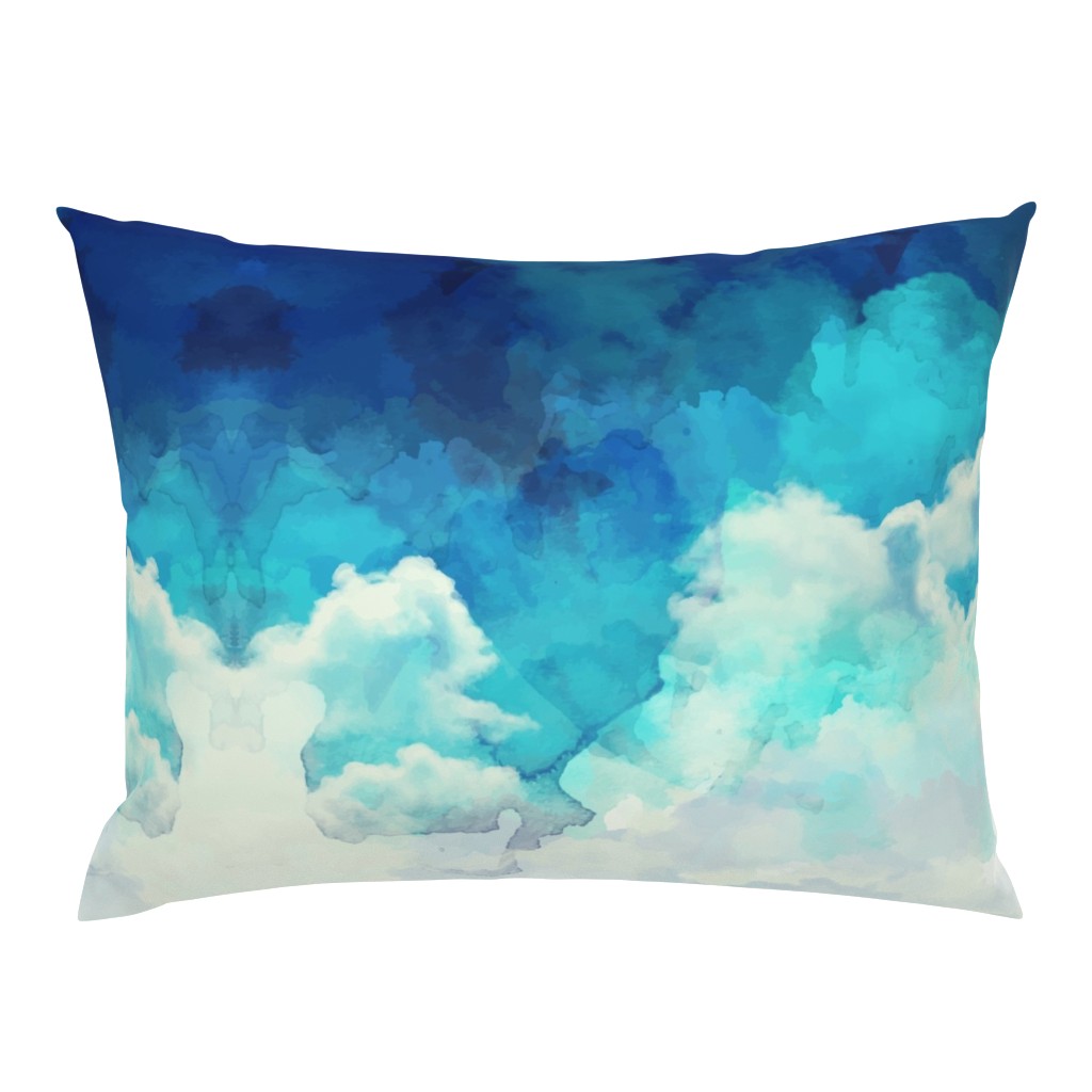 Watercolor Blue and White Clouds