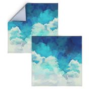 Watercolor Blue and White Clouds