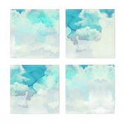 Watercolor Blue and White Clouds