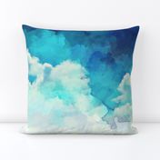 Watercolor Blue and White Clouds