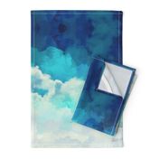 Watercolor Blue and White Clouds