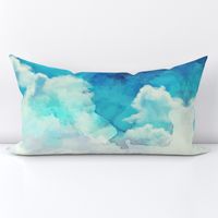 Watercolor Blue and White Clouds