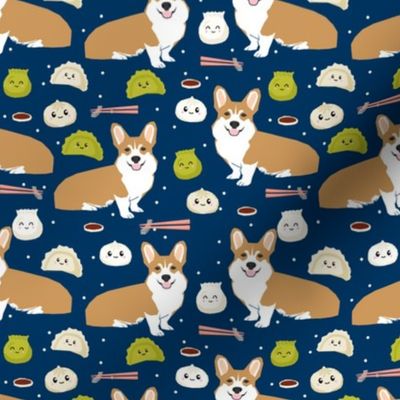 corgi dim sum dumplings bao kawaii food fabric cute corgi dogs design