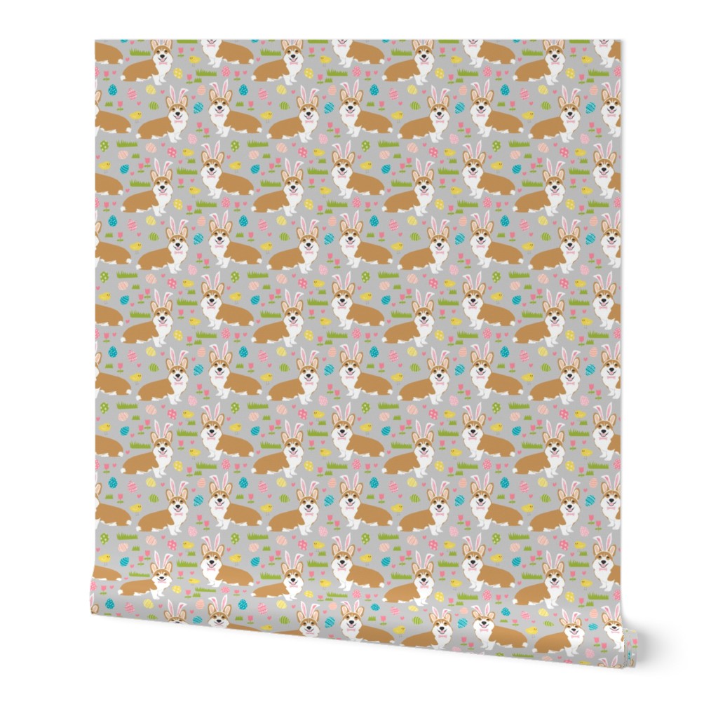 corgi easter bunny pastel spring fabric cute easter design