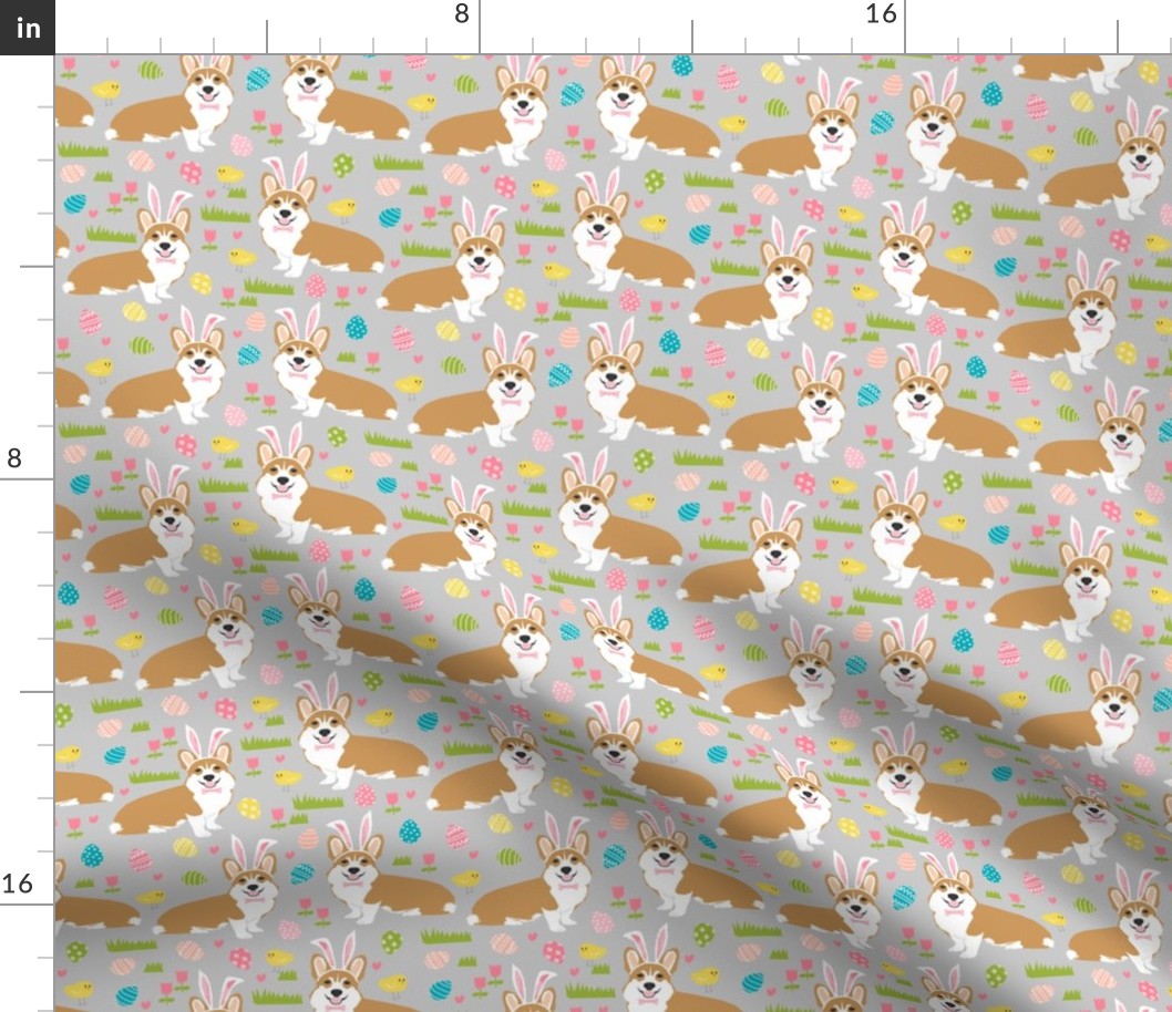 corgi easter bunny pastel spring fabric cute easter design