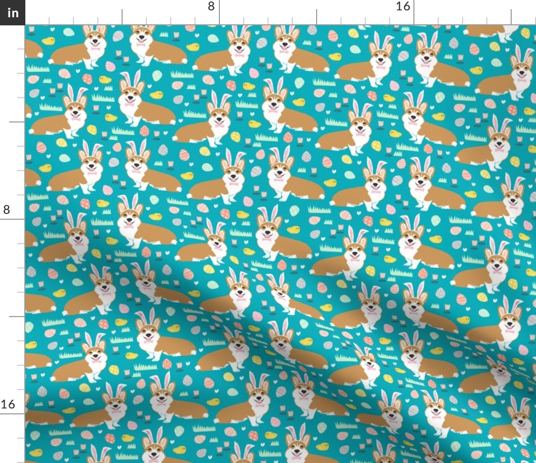 corgi easter bunny pastel spring fabric cute easter design