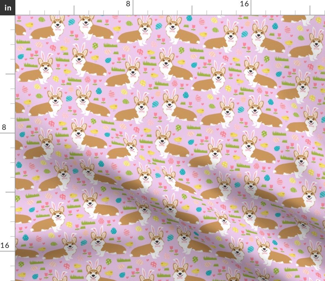 corgi easter bunny pastel spring fabric cute easter design