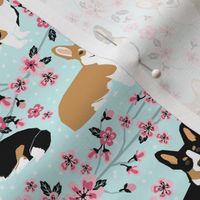 corgi spring florals fabric cherry blossom designs