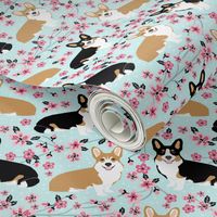 corgi spring florals fabric cherry blossom designs