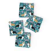 corgi spring florals fabric cherry blossom designs