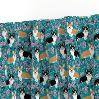 corgi spring florals fabric cherry blossom designs