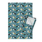 corgi spring florals fabric cherry blossom designs