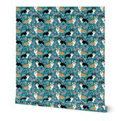 corgi spring florals fabric cherry blossom designs