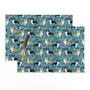 corgi spring florals fabric cherry blossom designs