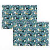 corgi spring florals fabric cherry blossom designs