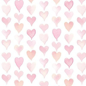 Peach and pink watercolor hearts