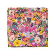Autumn Blooms Floral // Hot Pink (Large)
