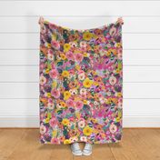 Autumn Blooms Floral // Hot Pink (Large)