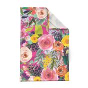 Autumn Blooms Floral // Hot Pink (Large)