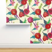 Island Poppies , Large Print // Ivory